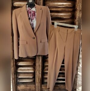 RW&CO Chic Two Piece Caramel Blazer & Pant Suit